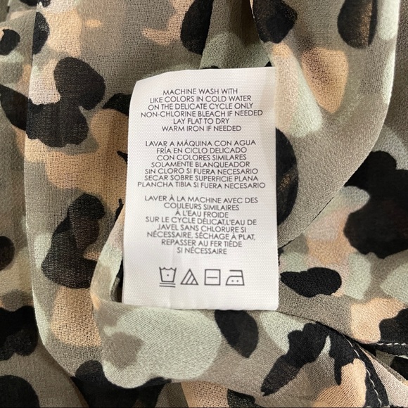 Cabi Chiffon Camo Print Cold Shoulder Top - Picture 8 of 10